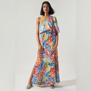 Sugarlips Rain Dance Meara One Shoulder Satin Maxi Dress